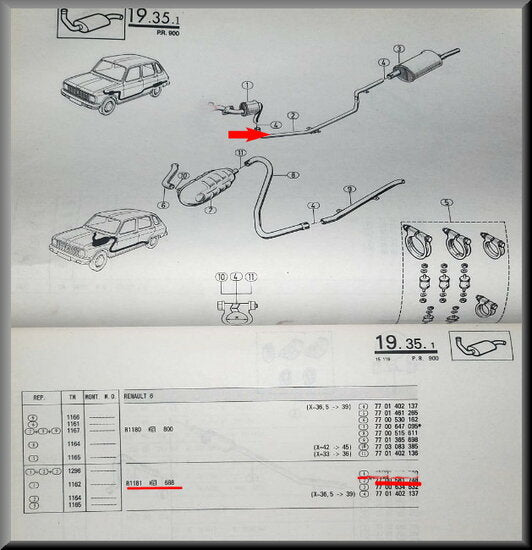 Pot d'échappement – Renault 6 – OEM 7700581748 – NOS
