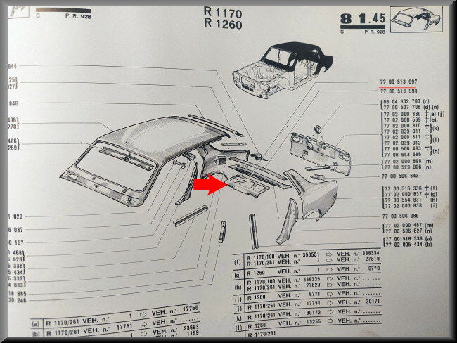 Achter plaat – Renault 12 – OEM 7700513997 – NOS