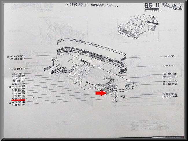 Support de pare-chocs arrière gauche – Renault 6 – OEM 7700566673