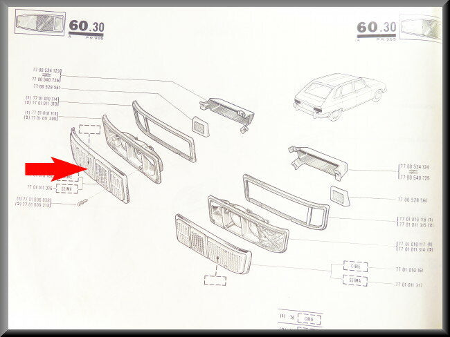 Feu arrière gauche – Renault 16 TS – OEM 7701011050