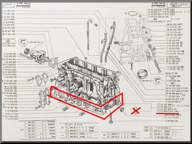 Bas-moteur type 843, 1647 cm³ – Renault 16 TX – OEM 7701460214