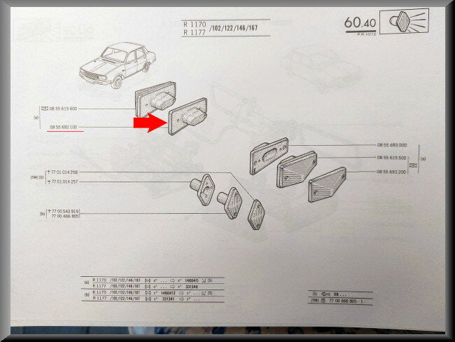 Stopkap zijfitting rechts – Renault 12 – Renault 16 - OEM 0855693100