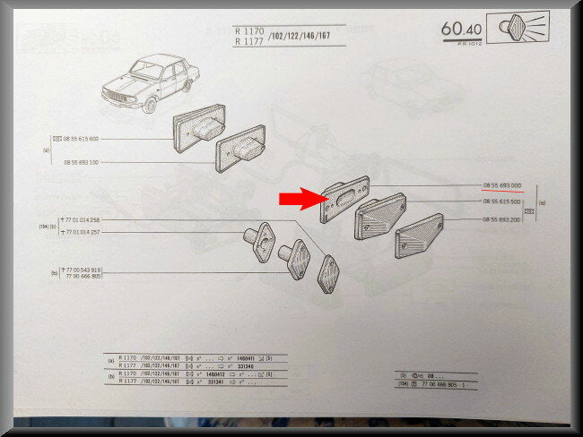 Stopkap zijfitting links – Renault 12 – Renault 16 - Renault 10 - Renault 8 - OEM 0855693000