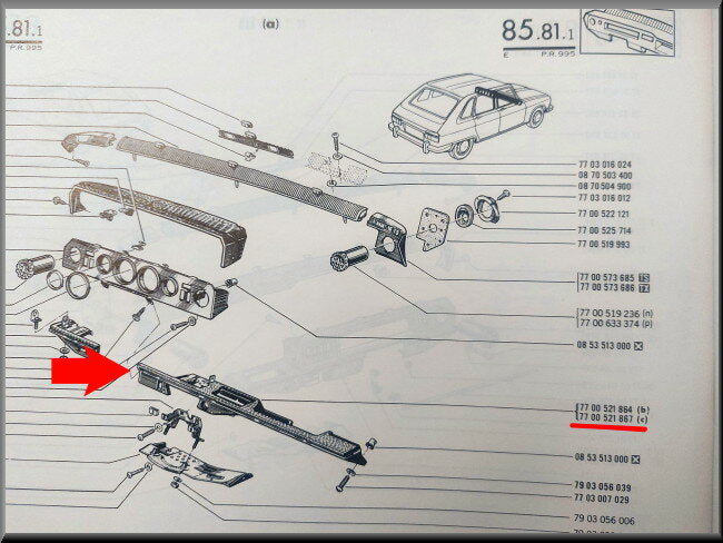 Dashboarddeel rechts – Renault 16 – OEM 7700521867
