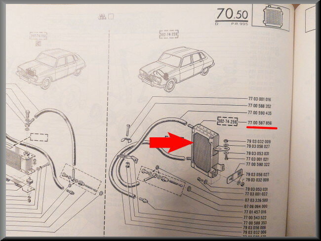 Radiator olie koeler – Renault 16 – OEM 7700587856