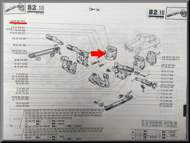 Slotvanger rechts (metaal) – Renault 16 – OEM 0854954000