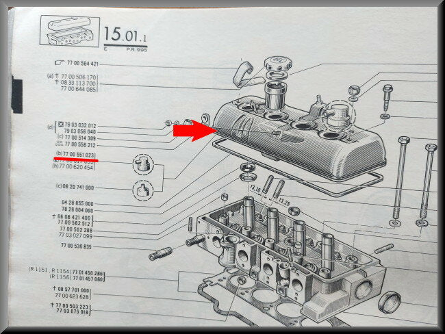 Valve cover – Renault 16 TX, TS – OEM 7700551023 / 7700617653 / 7700620454