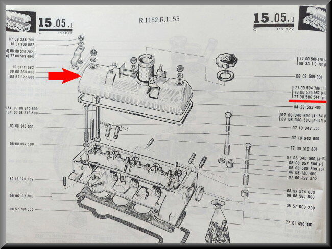 Couvercle de culbuteurs – Renault 16 TL – OEM 7700506544 / 7700541886