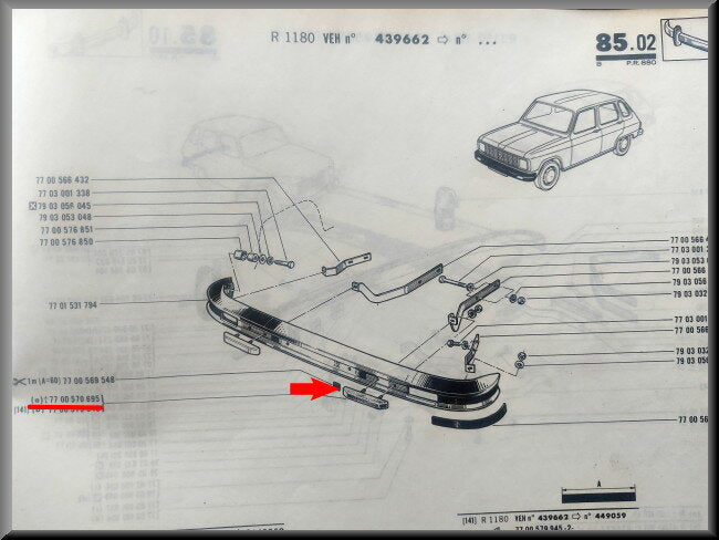 Bumperbuffer voorzijde links – Renault 6 – OEM 7700570695 – NOS