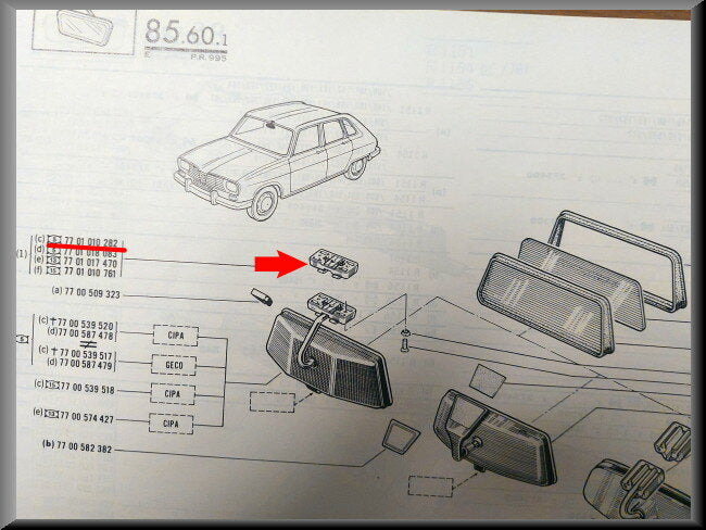 Pied de rétroviseur intérieur (Noir) – Renault 16 – OEM 7701010282 – NOS