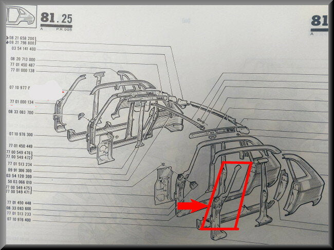 Deel A Stijl links – Renault 16 – OEM 7701450448