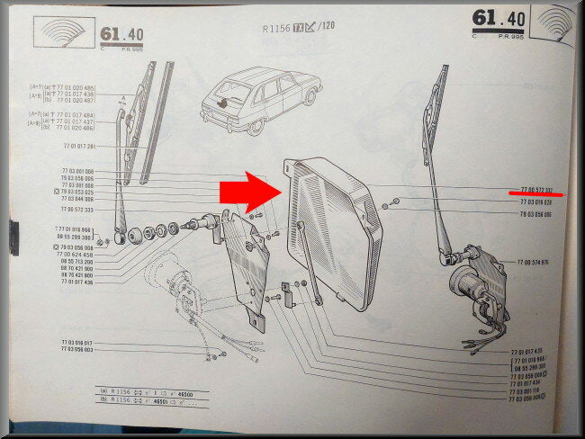 Cache-moteur d'essuie-glace de lunette arrière – Renault 16 – OEM 7700572332