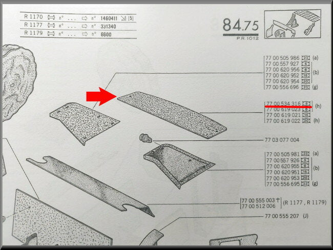 Rear parcel shelf trim (black) – Renault 12 – OEM 7700534316
