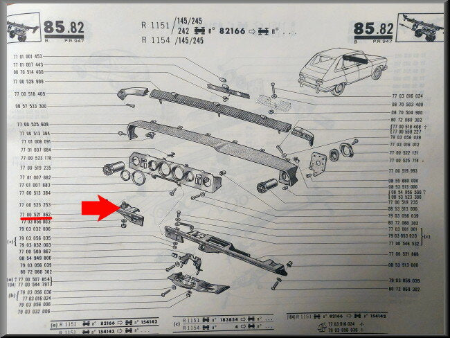 Partie de tableau de bord (Marron) – Renault 16 – OEM 7700521862 – Occasion