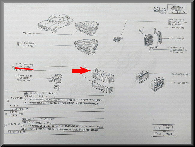 Glove compartment lighting – Renault 12 – OEM 7701348364