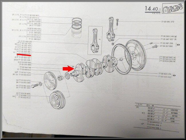 Crankshaft – Renault 12 – OEM 7700635036 – NOS