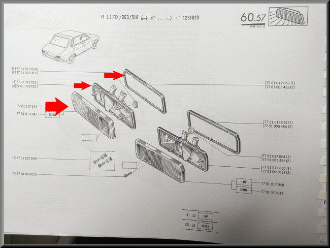 Feu arrière gauche avec cerclage chromé (Seima) – Renault 12 – OEM 7701009021 – NOS