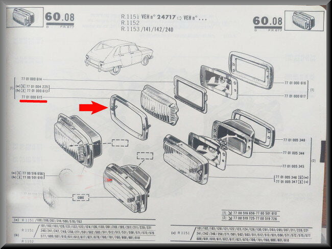 Chrome trim reverse light – Renault 16 TS (1968-1969) – OEM 7701000615 – NOS