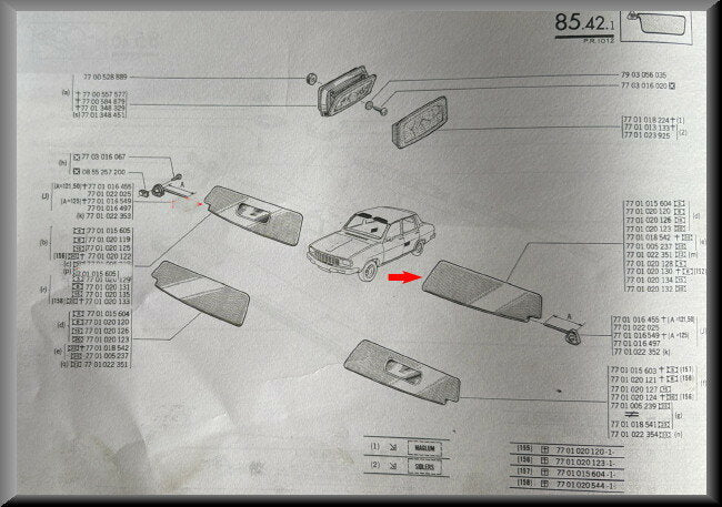 Zonneklep links – Renault 12 – OEM 7701016552 – NOS
