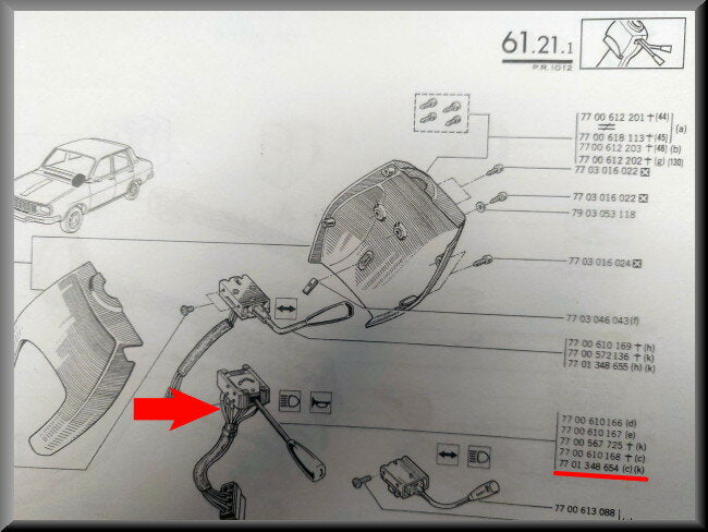 Lichtschakelaar – Renault 12 – OEM 7701348654 – NOS