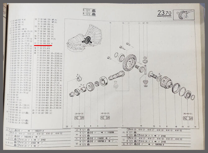 Roulement de différentiel – Renault 20 - Renault 30 – OEM 7703090029 / 7703090050 – NOS