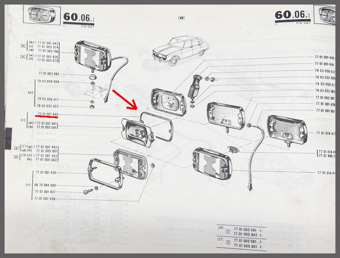 Rubber fog light – Renault 4 – Renault 16 - Renault various - OEM 7701001440 – NOS
