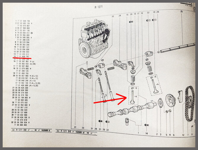 Soupape d'admission – Renault 18 - Renault Fuego – Renault 17 - Renault 20 - OEM 7700673329 / 7701458792 – NOS