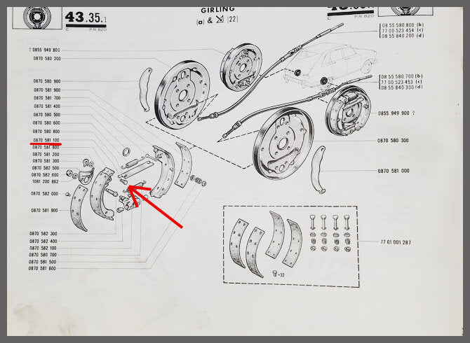 Bevestigings-pal remschoengaffel / pen handremhevel aan remschoenen
– Renault 16 – Renault 12 - Renault diverse - OEM 0870581100