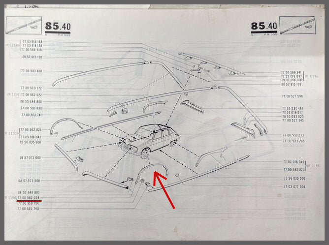 Dessus d'aile avant gauche – Renault 16 – OEM 7700562024 – NOS
