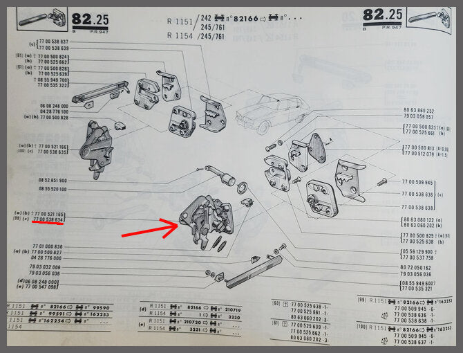 Slot bevestingingsplaat achterzijde links – Renault 16 – OEM 7700538634 – NOS