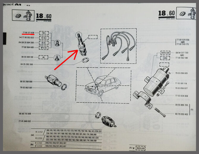 Bougie – Renault 16 L-TL – OEM 7700571636