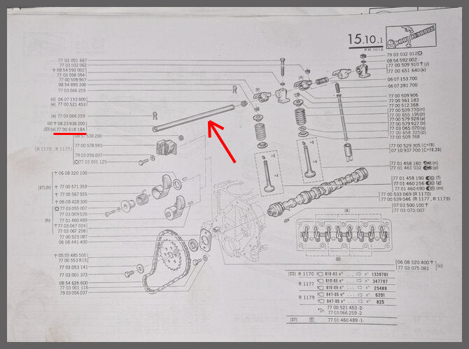 Rocker shaft – Renault 12 – OEM 7700618148