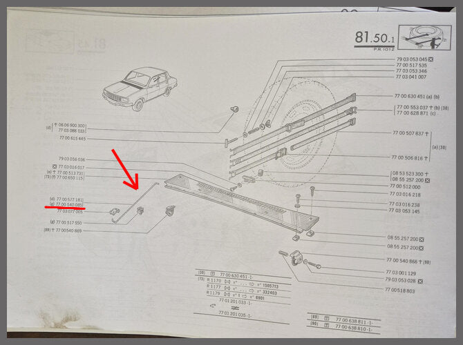 Motorkap steun – Renault 12 – OEM 7700540085