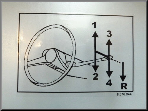 Transparent interior window car sticker with 4-speed gearshift diagram – Renault 16 – OEM 8576844