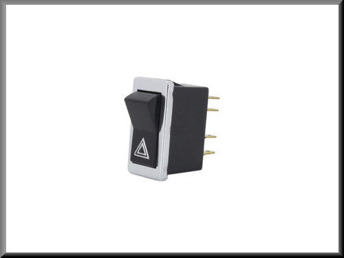 Warning light switch (with chrome trim, white logo) – Renault 12 - Renault 16.