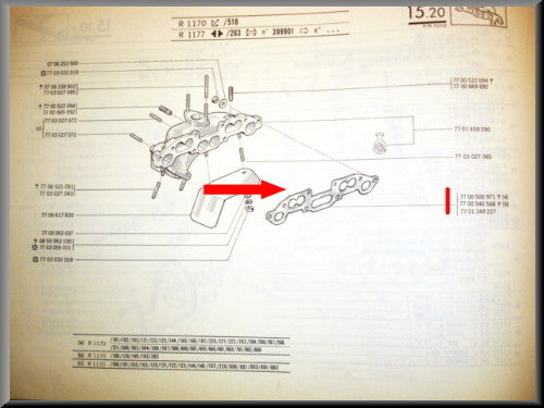 Uitlaatspruitstuk pakking – Renault 12 – Renault 15 - Renault 5 - OEM 7701348227