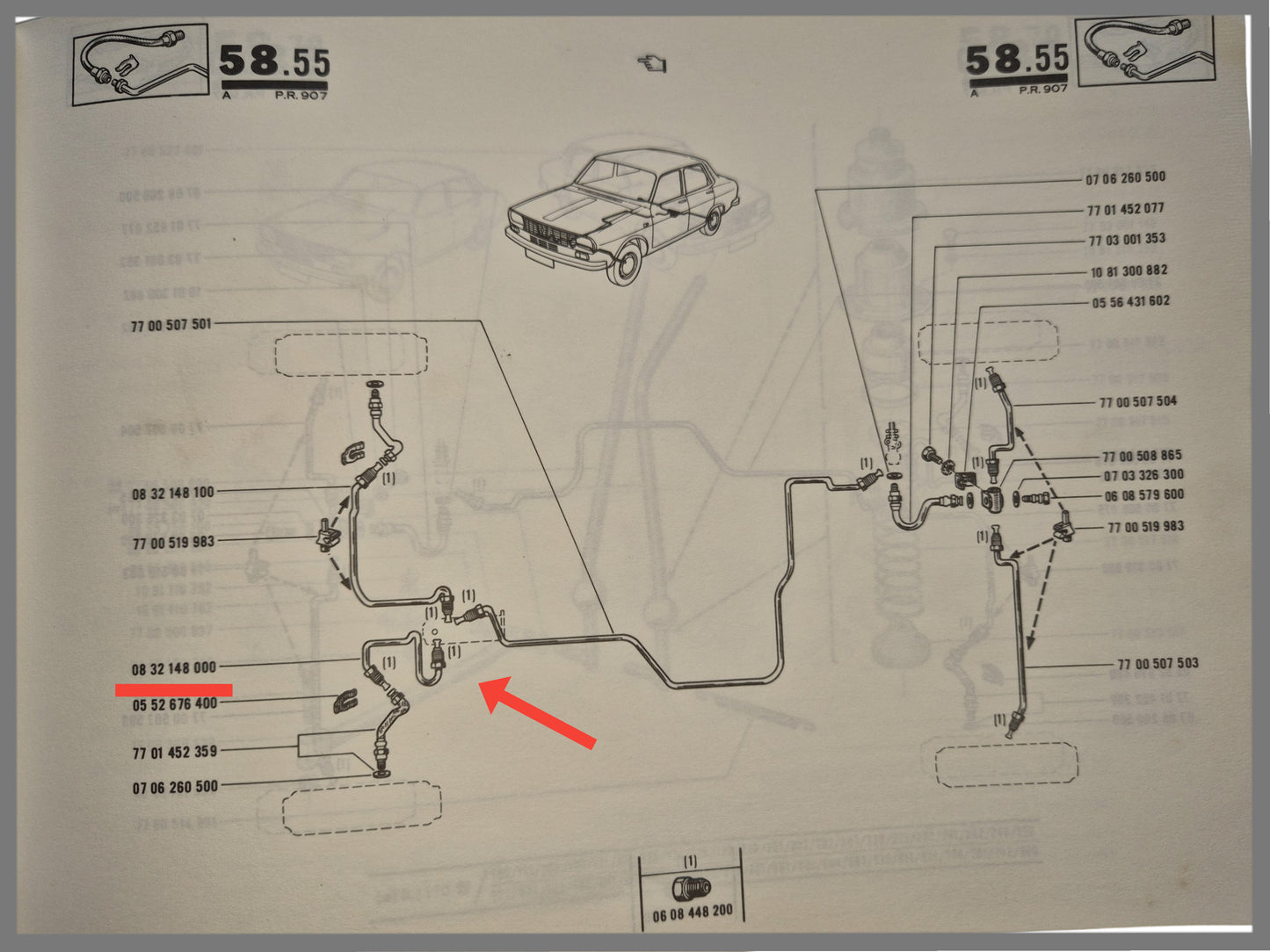 Remleiding voorzijde rechts Renault 12 - Renault 15 - Renault 17 - OEM 0832148000