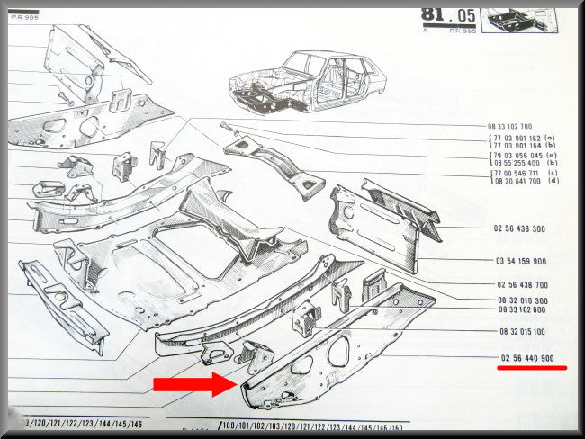 Plaque châssis gauche – Renault 16 – OEM 0256440900