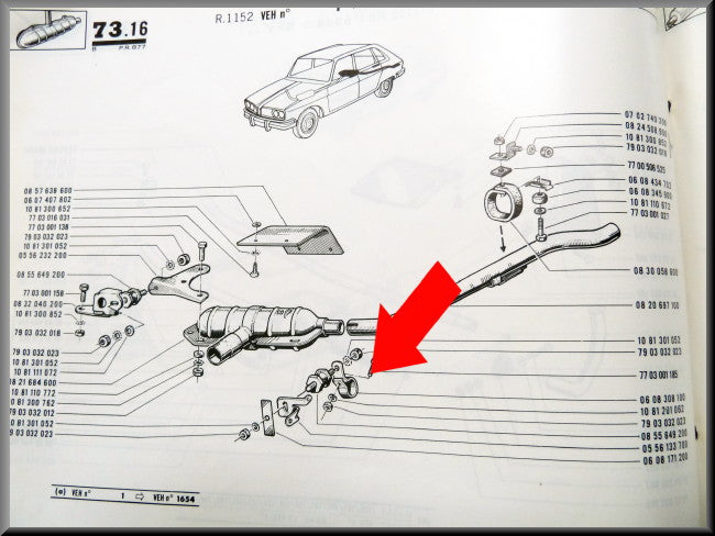 Uitlaatklem – Renault 16 TL, L – OEM 0608308100 / 0608170500