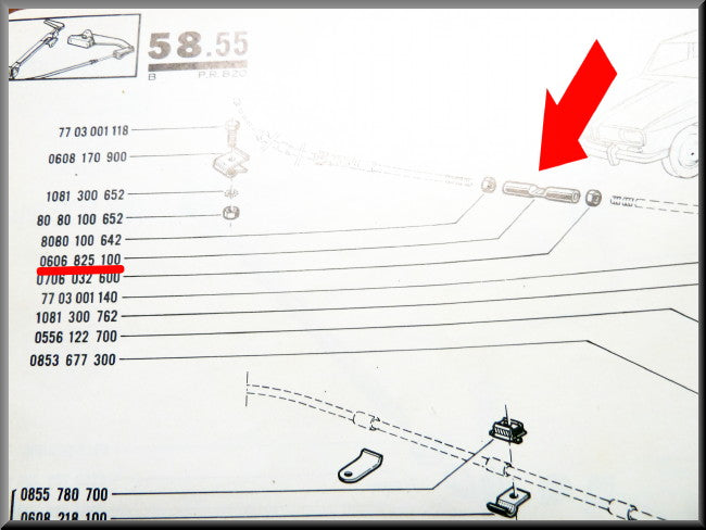 Rear handbrake cable connector with left and right thread.