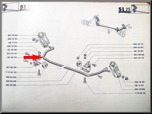 Stabilisatorstang achterzijde – Renault 16 – OEM 0820618400