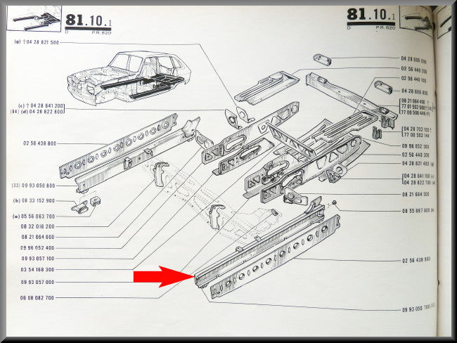 Poutre de châssis gauche – Renault 16 – OEM 0993050700
