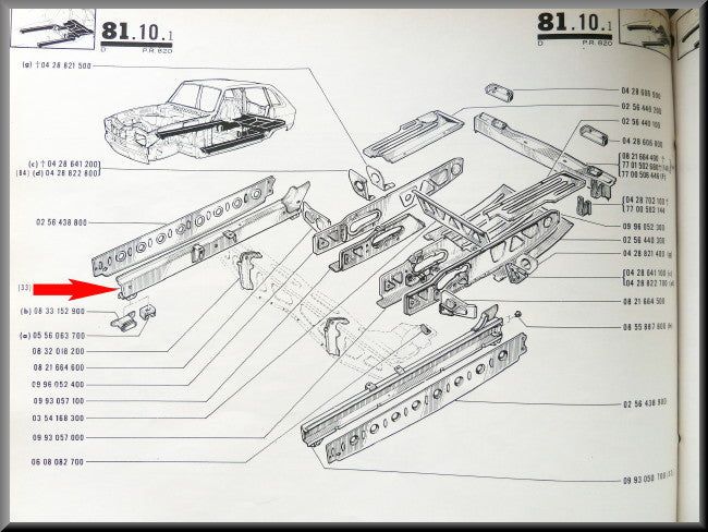 Longeron droit – Renault 16 – OEM 0993050800