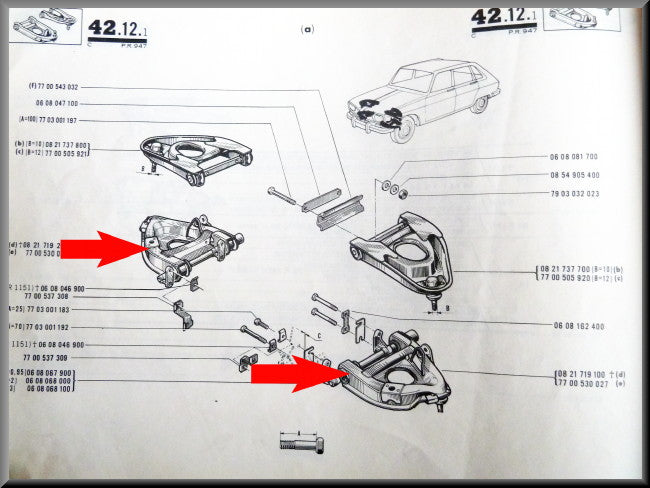 Reparatieset onderste draagarmen – Renault 16 – OEM 7700530027