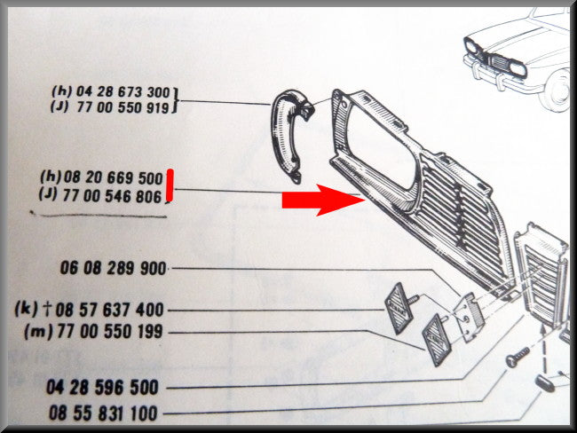 Grill rechts – Renault 16 TL, TS – OEM 7700546806