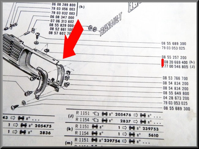 Grill links – Renault 16 TL, TS – OEM 7700546805