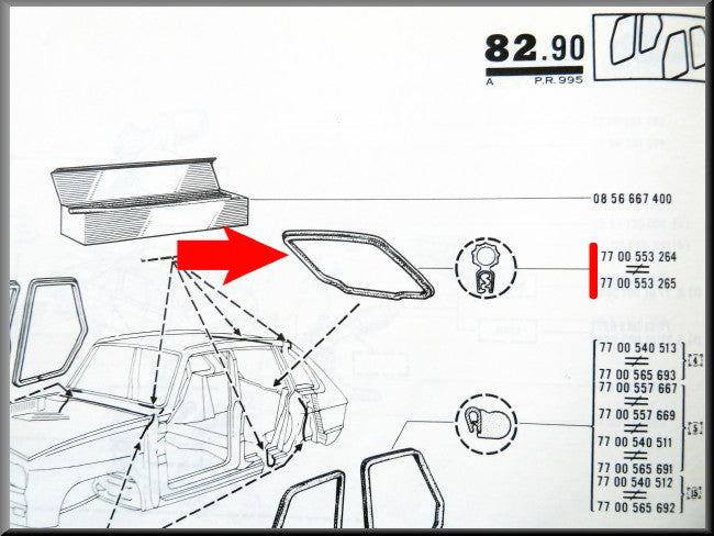 Kofferbak rubber – Renault 16 – OEM 7700553264