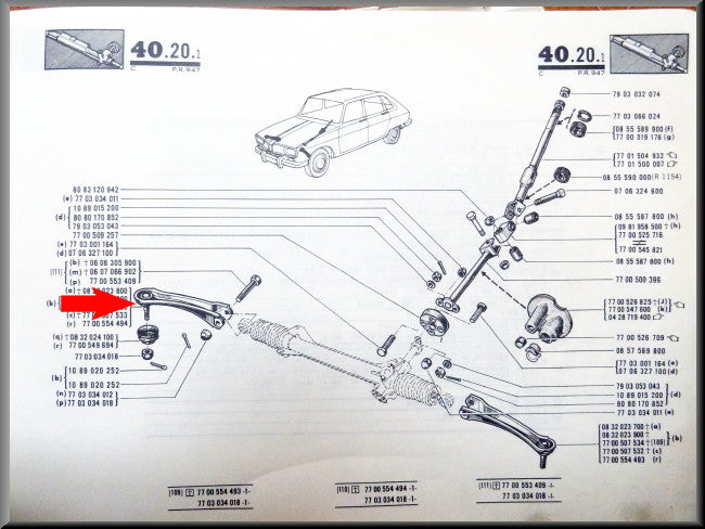Biellette de direction droite – Renault 16 – OEM 7700554494