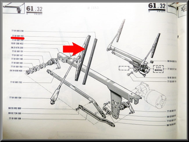 Windshield wiper blades and – Renault 16 TL, L – OEM 7701001155