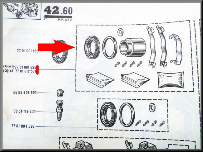 Brake caliper repair kit 48 mm – Renault 16 – OEM 7701001696